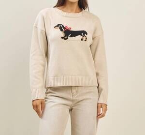 NEW ABLE lily dog crewneck sweater in natural
